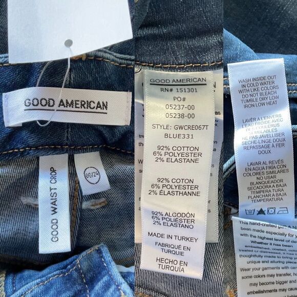 Good American Good Waist Raw Hem Ankle Skinny Jeans 00 24 - Picture 7 of 7